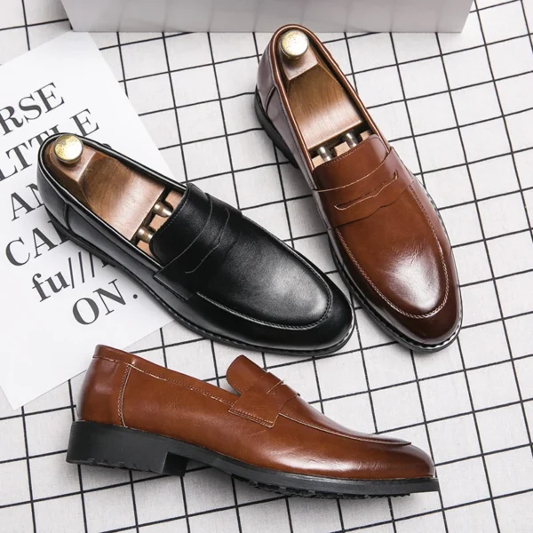 Evening Dress Men Shoes High Quality Black New Stylish Design Slip-on Shoes Casual Formal Office Leather Shoes Luxury Career - Image 3