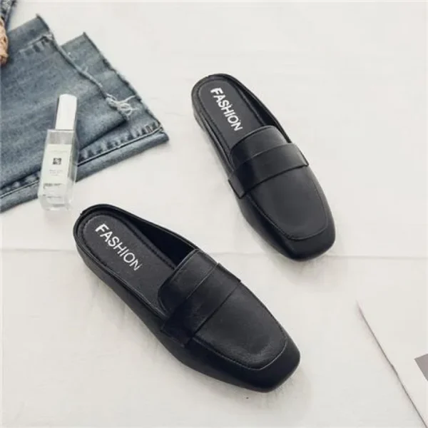 Baotou Half Slippers Women 2024 New Fashion Flat Soft Leather Slip-on Lazy Soft Sole Flat Shoes Zapatos Mujer   Women Shoes - Image 6