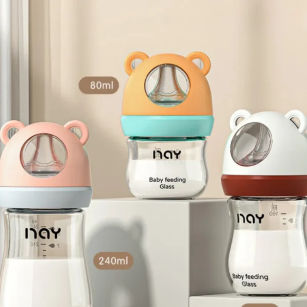 0-3 Month Glass Bottle Newborn Glass Feeding Bottle Wide Caliber Anti-flatulence Nursing Anti-Choke Baby Bottle Infant BPA Free - Image 4