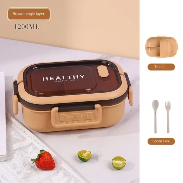 Lunch Box with Tableware for Office Workers Square Divided Microwave Oven Bento Box Leakproof Food Container for Picnic Camping - Image 7