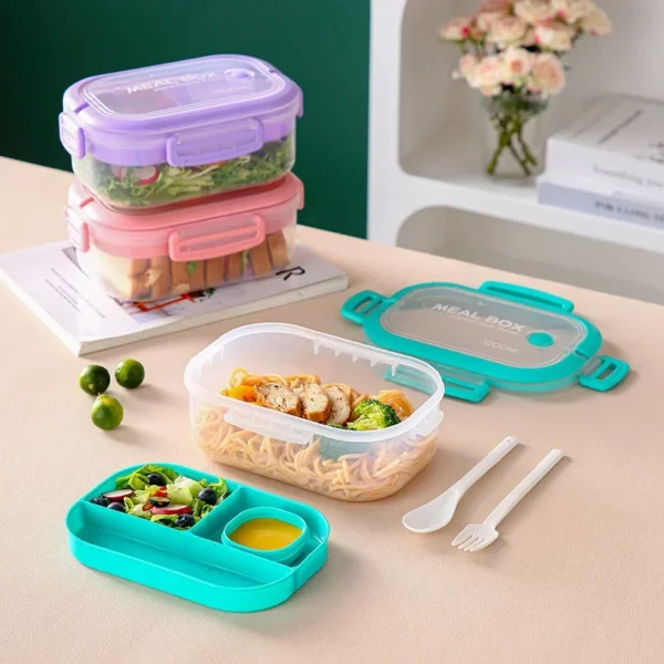 ThickenedPP Plastic Food Storage Container Double Layer Partitioned Lunch Box For Office Workers Microwave Safe Insulated Lunch - Image 2