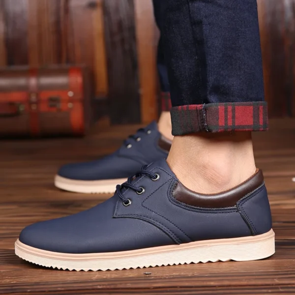 Men's Casual Shoes 2023 Summer Brand Comfortable Flat Shoes for Men Trendy Sneaker Men Lace Up Oxfords Shoes Male Leather Shoes - Image 2