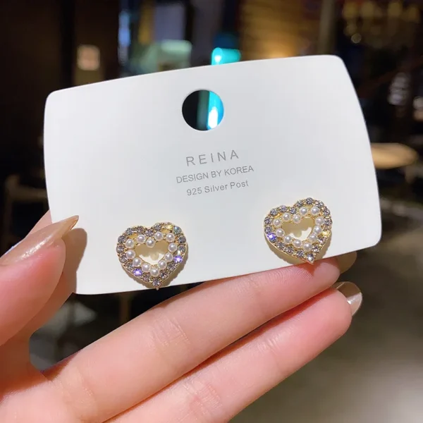 LATS Light Luxury Sweet Love Hoop Earrings Geometric Metal Shiny Zircon Heart Cool Earring 2022 Korean Simple Fashion Jewelry - Image 16