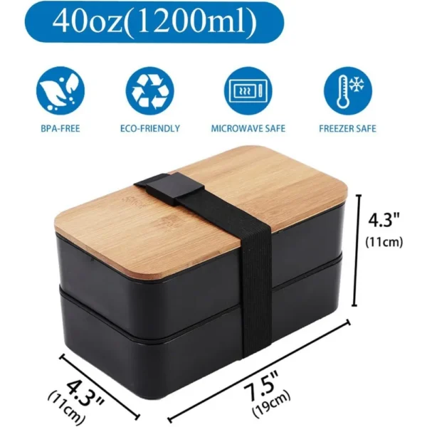 Stackable Bento Lunch Box with Insulated Bag Microwaveable Divided Large Capacity Bento Box for Office Workers and Students - Image 3