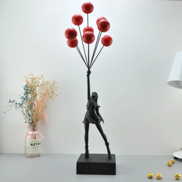 New Balloon Girl Resin Sculptures Figurines Banksy Flying Balloon Girl Statue Home Decoration Luxury Living Room Desk Decor Gift - Image 2