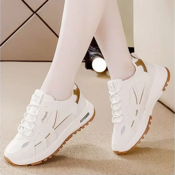 Versatile Women's Fashionable Running Shoes With Thick Sole Anti-Slip Genuine Leather Sport Shoes Autumn New Arrival