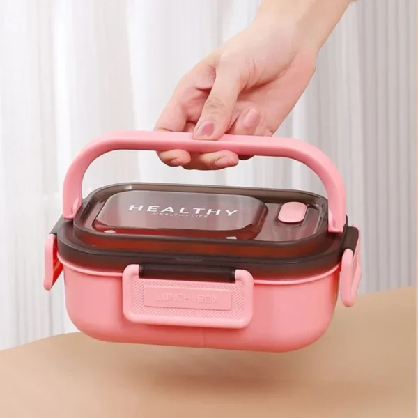 Lunch Box with Tableware for Office Workers Square Divided Microwave Oven Bento Box Leakproof Food Container for Picnic Camping - Image 6