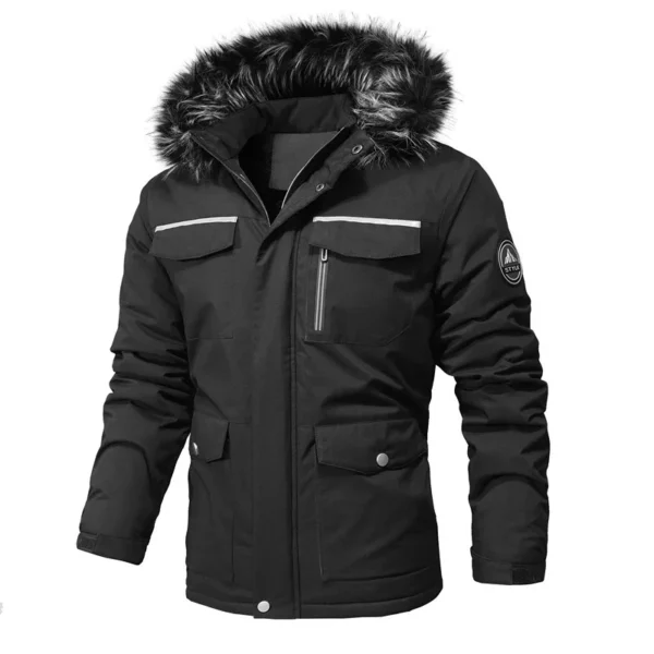 New Winter Men Parkas Hooded Fur Collar Fleece Warm Down Jackets Good Quality Male Slim Fit Long Winter Jackets Coats Size 4XL