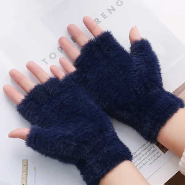 Winter Rabbit Fur Mittens Women Warm Gloves Feamle Girls Flip Plush Glove Fingerless Thicken Warm Mitten Work Gloves Half Finger - Image 13