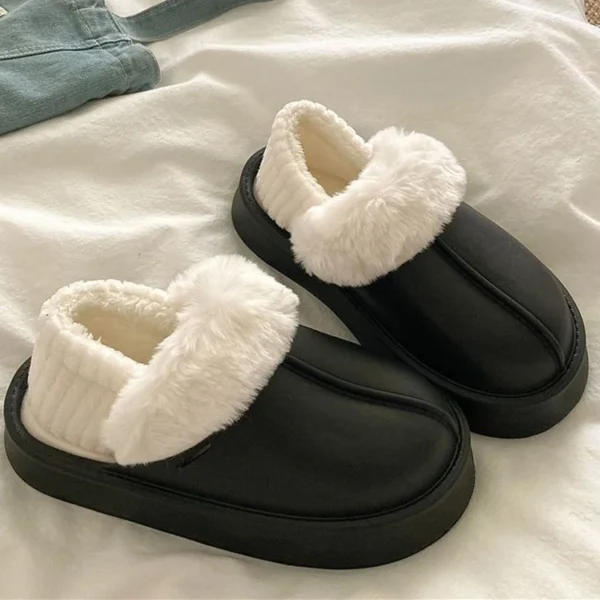 Gacimy Warm Fur Women Slippers 2024 New Antiskid Waterproof Outdoor Cotton Shoes Winter Plush House Slides Fur Fluffy Slippers - Image 5