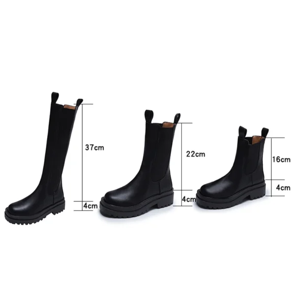 TUINANLE Chelsea Boots Chunky Boots Women Winter Shoes PU Leather Plush Ankle Boots Black Female Autumn Fashion Platform Booties - Image 3