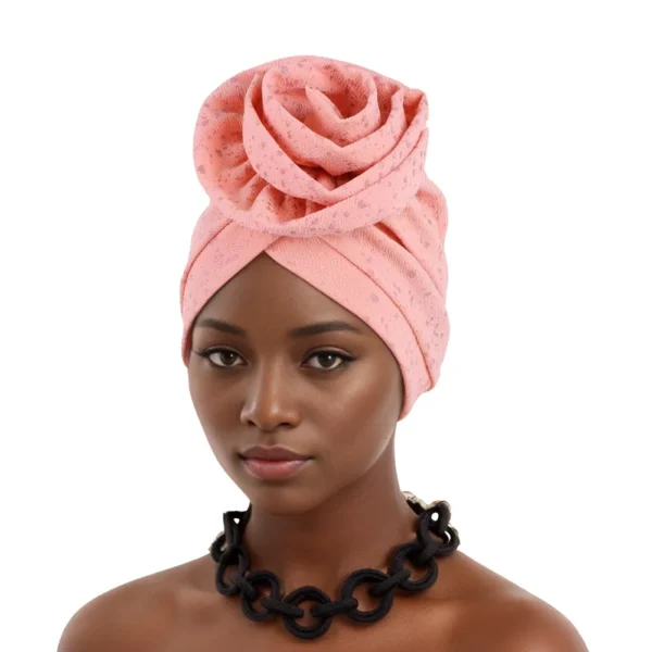 Woman African Turban Cap Big Flower Hat Headwrap Bonnet Muslim Headscarf Ladies Beanies Chemo Hair Loss Head Cover Solid Color - Image 4