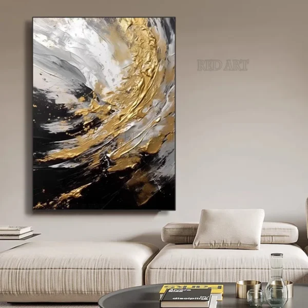 Large Size Contemporary Hand-painted Abstract Picture Golden Foil Oil Paintings On Canvas Bedroom Home Decoration Unframed - Image 13