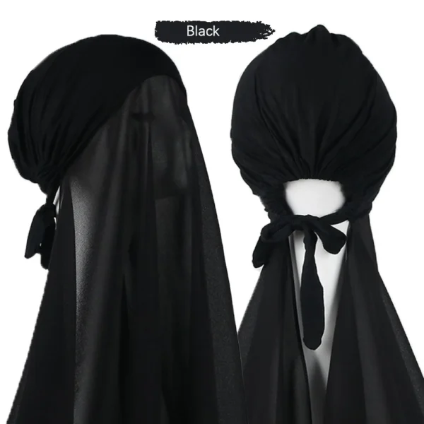 Muslim Instant Hijab Women Bonnet with Chiffon Shawl Head Scarf Cap Inner Headband Stretch Hijab Cover Headwrap Turbante - Image 21