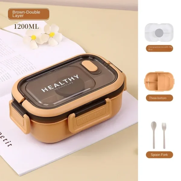 Lunch Box with Tableware for Office Workers Square Divided Microwave Oven Bento Box Leakproof Food Container for Picnic Camping - Image 10