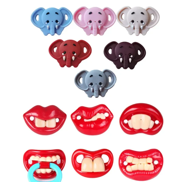 Baby Funny Beard Lip Tooth Shape Pacifier Clip Newborn Luxury Pacifiers Holder Infant Transparent Silicone Teether BPA Free - Image 2