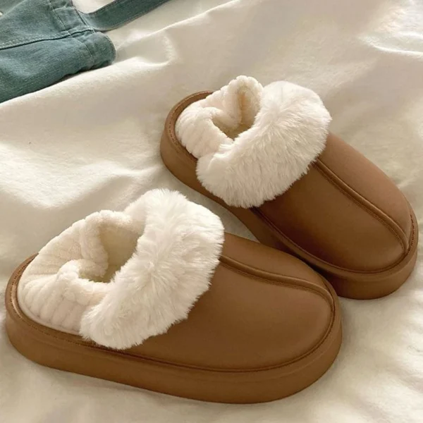 Gacimy Warm Fur Women Slippers 2024 New Antiskid Waterproof Outdoor Cotton Shoes Winter Plush House Slides Fur Fluffy Slippers - Image 2