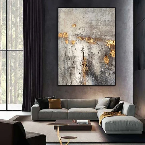 Large Size Contemporary Hand-painted Abstract Picture Golden Foil Oil Paintings On Canvas Bedroom Home Decoration Unframed - Image 5