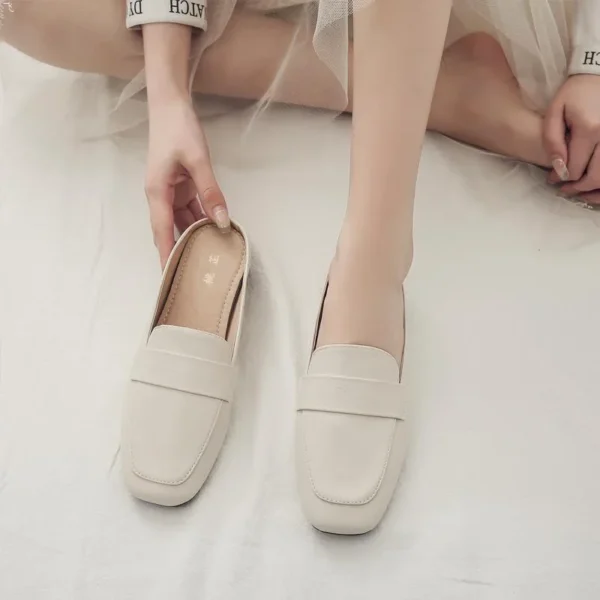 Baotou Half Slippers Women 2024 New Fashion Flat Soft Leather Slip-on Lazy Soft Sole Flat Shoes Zapatos Mujer   Women Shoes - Image 2