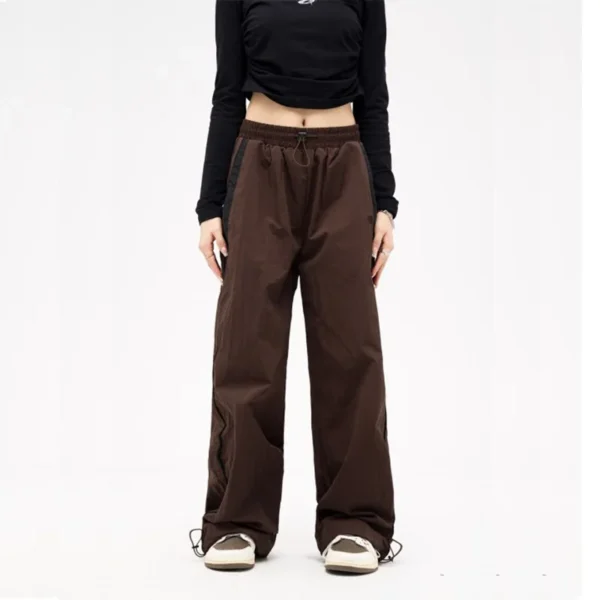 Women Casual Baggy Cargo Pants Drawstring Streetwear Loose Oversized Wide Leg Pant Sport Vintage Hip Hop Y2K Joggers Trousers - Image 3