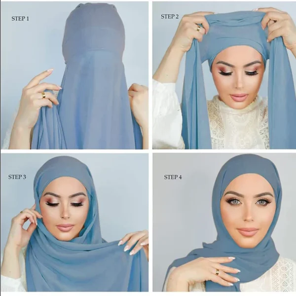 Muslim Instant Hijab Women Bonnet with Chiffon Shawl Head Scarf Cap Inner Headband Stretch Hijab Cover Headwrap Turbante - Image 5