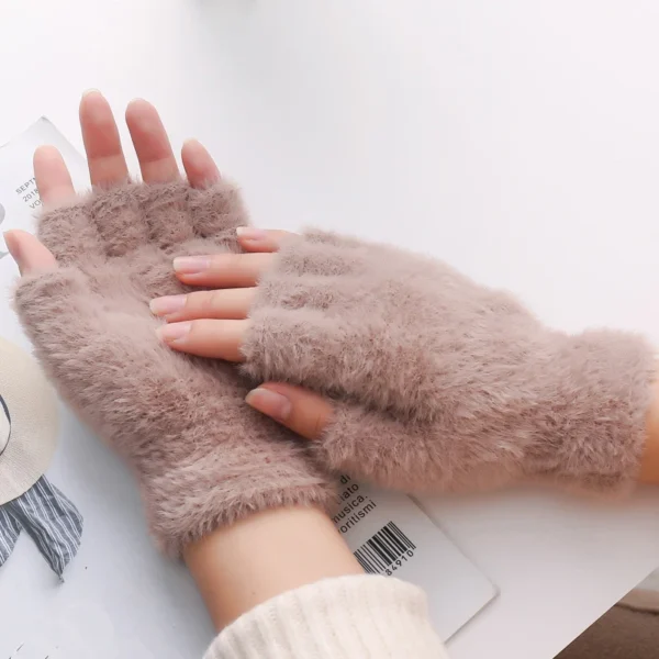 Plush Fingerless Gloves Female Winter Mitten Soft Warm Student Women Gloves Outdoor Write Mink Gloves Thickened Cold Protection - Image 7