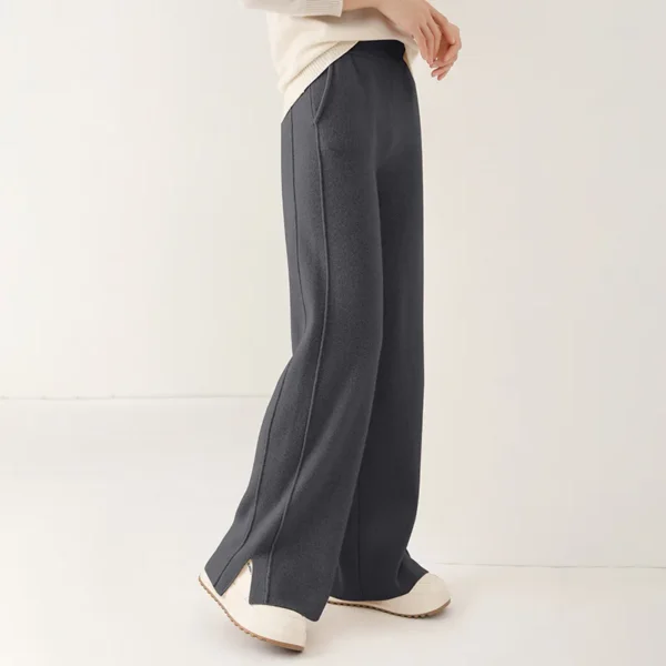 100%Wool Knitted Split Women Pants, Breif Fashion High Waist Wide Leg Pants Autumn Winter - Image 7