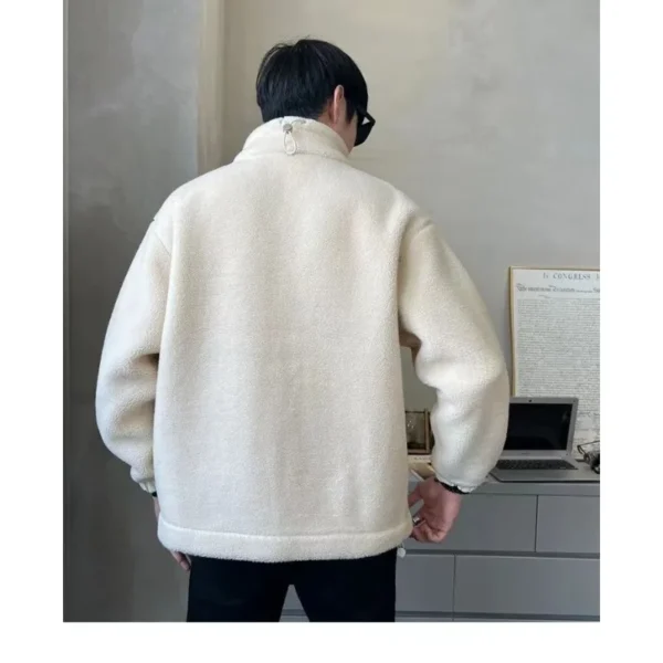 2024 New Korean Men's Lamb Fleece Cotton Jacket with Thick Fleece Coat for Men's Autumn and Winter Casual Clothing Trendy Brand - Image 5