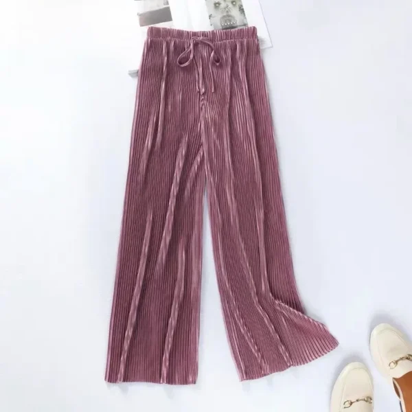 Women's High-waisted Slimming Bell Bottoms Solid Color Ice Silk New Style Elastic Waist Band Casual Trousers Summer Wholesale - Image 8