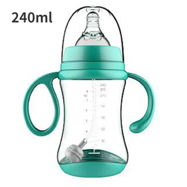 Baby Silicone Feeding Bottles Infant Drop-proof Milk Bottle with Straw Child Anti-hot Handle Drinking Bottle Baby Milk Feeding - Image 8