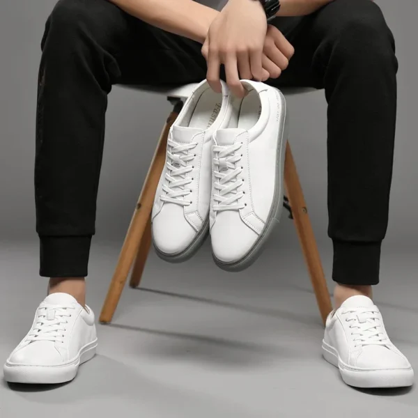 Italian Genuine Leather Men's Shoes 2024 Designer White Shoes Comfy Walking Shoes Lace-up Business Outdoor Zapatos Para Hombre - Image 6