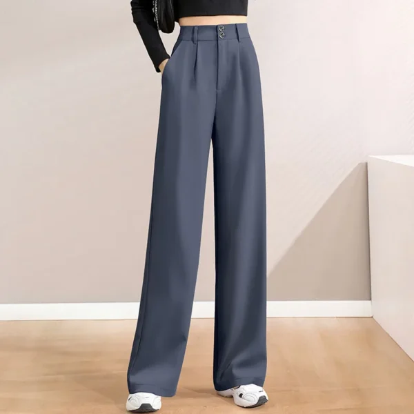 Women'S New Style High Waist Draping Loose Casual Straight Leg Floor Length Trousers Class Professional Wide Pants - Image 7