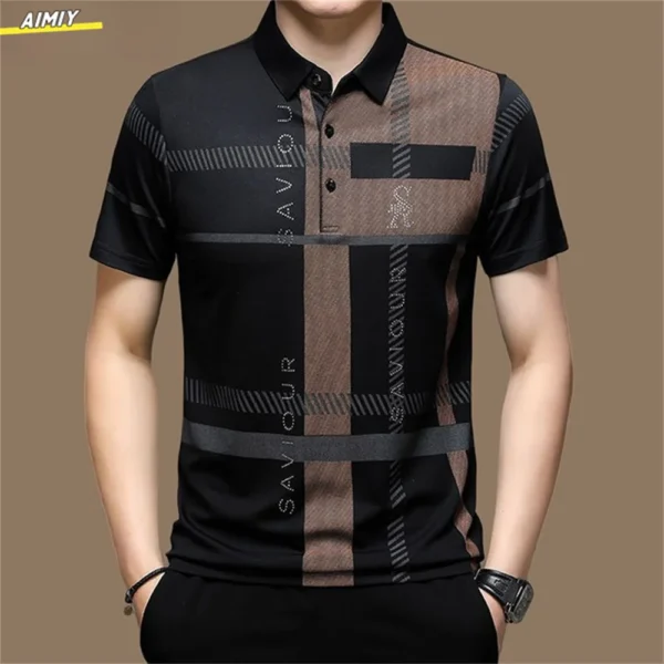 Men's Polo Shirt Business Casual Summer Short Sleeves Tops Pattern Print Button T Shirt Loose Clothes Fashion Polo T Shirt - Image 20