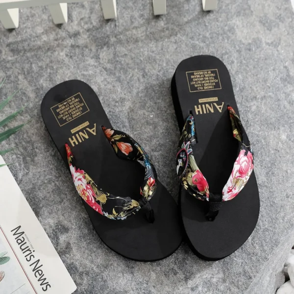 Women Summer EVA Slipper Bohemian Satin Ribbon Female Flip Flop 2024 Beach Simple Leisure Ladies Shoes Sandal Chaussure Femme - Image 2