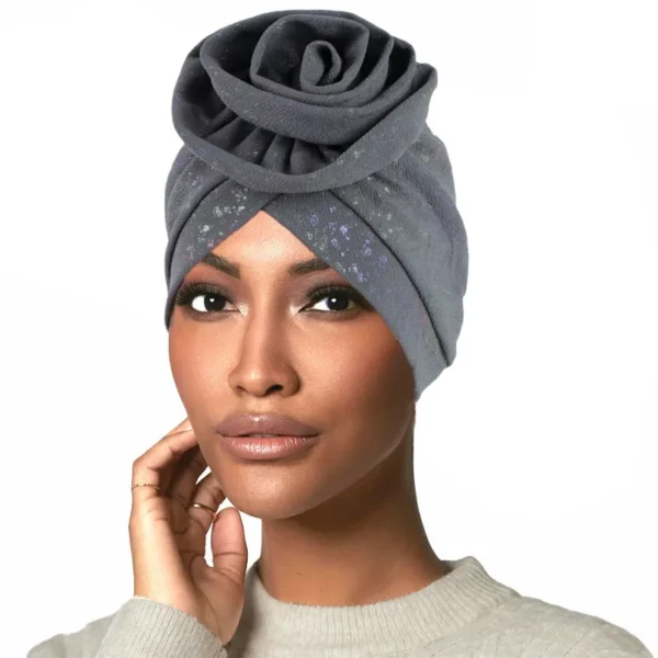 Woman African Turban Cap Big Flower Hat Headwrap Bonnet Muslim Headscarf Ladies Beanies Chemo Hair Loss Head Cover Solid Color - Image 2