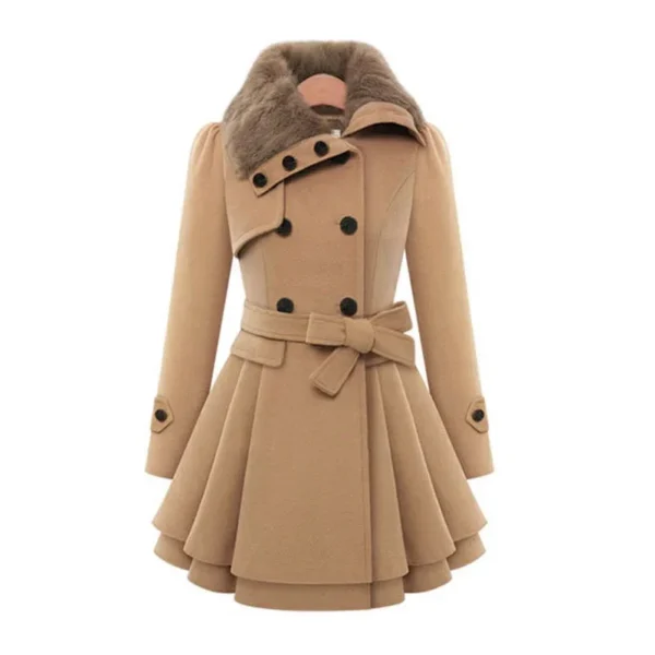 New 2016 Women's Woolen Jacket Long Slimming Smoothing Overcoat Double Row Buttoned Narrow Fit European And American Style