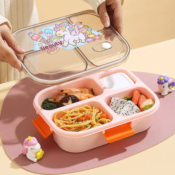 Student Lunch Box, Children's Cartoon Pattern Lunchbox Kids School, Outdoor Bento Box, Instagram Style, Can be Microwave Heated - Image 2