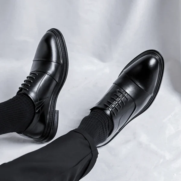 Brand Men Genuine Leather Shoes Black Wedding Bride For Formal Party Dress OEM Italian Men Shoes Casual Soft Casual Shoes - Image 4