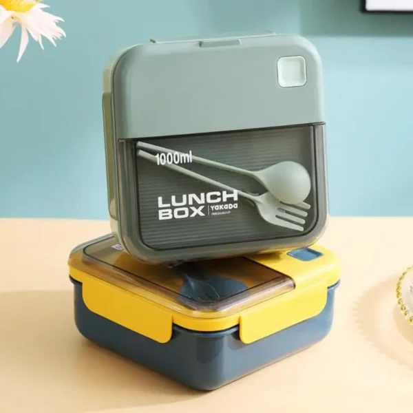 Food Container Grids Microwaveable Compartmentalized With Cutlery Lunch Box Student Office Worker Bento Box - Image 2