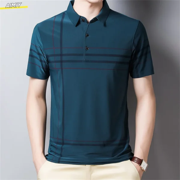 Men's Polo Shirt Business Casual Summer Short Sleeves Tops Pattern Print Button T Shirt Loose Clothes Fashion Polo T Shirt - Image 7