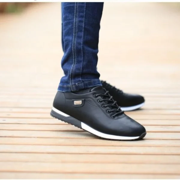 Men's Leather Shoes Korean Version Men's Casual Shoes Waterproof Flat Bottom Lace Up Wear-resistant Soft Sole Comfort Sneakers - Image 3