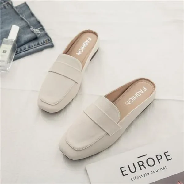 Baotou Half Slippers Women 2024 New Fashion Flat Soft Leather Slip-on Lazy Soft Sole Flat Shoes Zapatos Mujer   Women Shoes - Image 7