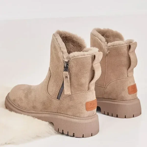 Winter New Women's Snow Boots Trendy Mid Top Plush Thickened Warm Cotton Shoes Leather and Wool Integrated Winter Women's Boots