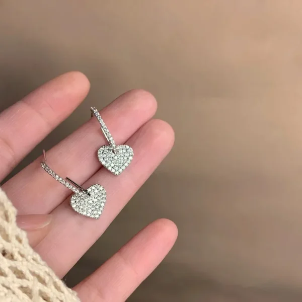 LATS Light Luxury Sweet Love Hoop Earrings Geometric Metal Shiny Zircon Heart Cool Earring 2022 Korean Simple Fashion Jewelry - Image 17