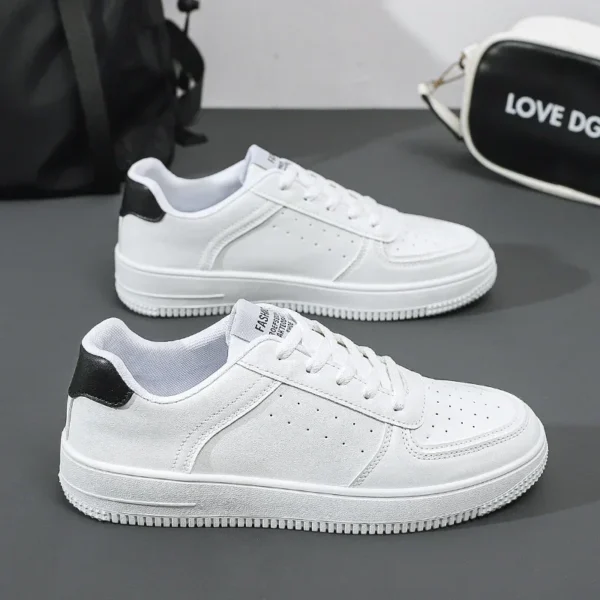 White Casual Shoes Lightweight Sneakers Breathable Tenis Sports Shoes Zapatillas Hombre Leather Men Skateboarding Shoes Flat - Image 4