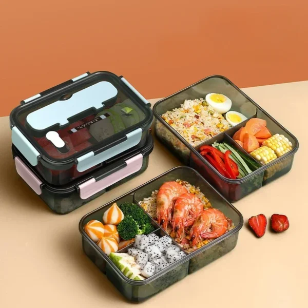 Compartment 1500ML Portable Lunch Box Kids Students Office Bento Box with Fork and Spoon Microwave Food Storage Container