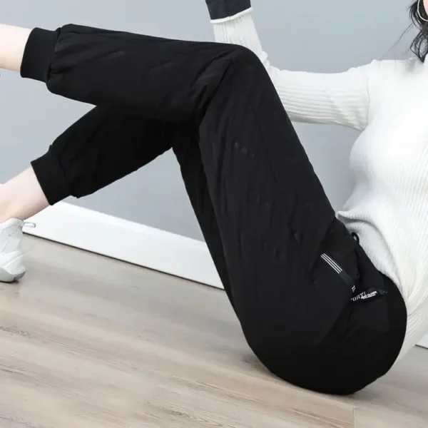 Thickened Fleece-lined Cotton Wadded Pants For Middle-aged Elderly Women Casual Winter Trousers Windproof Warm - Image 3