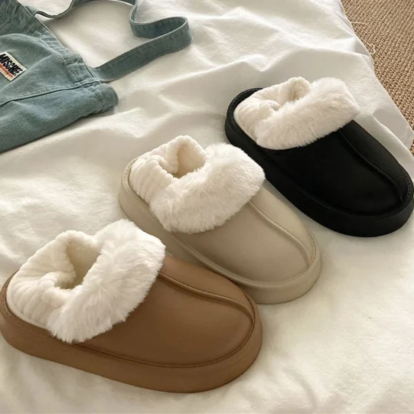 Gacimy Warm Fur Women Slippers 2024 New Antiskid Waterproof Outdoor Cotton Shoes Winter Plush House Slides Fur Fluffy Slippers - Image 4