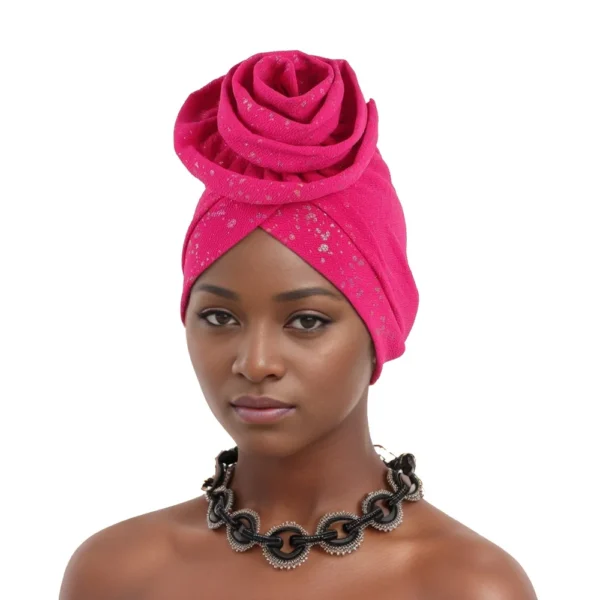 Woman African Turban Cap Big Flower Hat Headwrap Bonnet Muslim Headscarf Ladies Beanies Chemo Hair Loss Head Cover Solid Color - Image 9