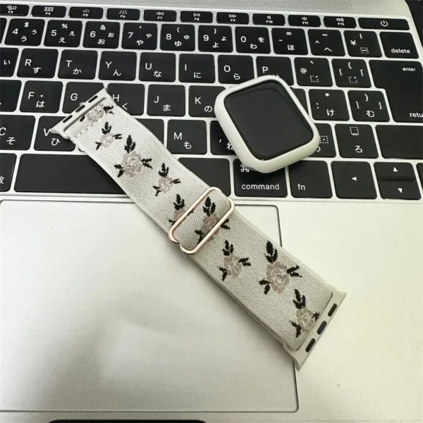 Retro Flower Strap+Case For  Watch Band 49mm 40mm 44mm 45mm 41mm 38 42mm Elastic Nylon Band For iWatch Serie 3 4 5 6 SE 7 8 - Image 6